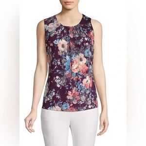 Calvin Klein || Woman’s Floral Printed Pleat-Neck size xl